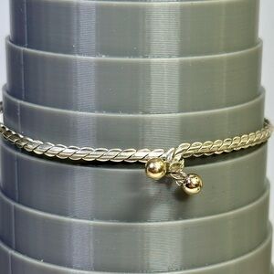 925 Silver Serpentine Patterned Bracelet 12k Gold Overlay Beads  6.75”Lot 143